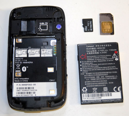 Remove battery, SIM card and Micro SD card