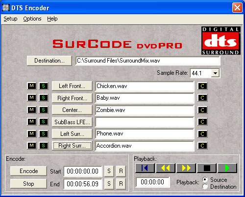 Surround Encoder Settings